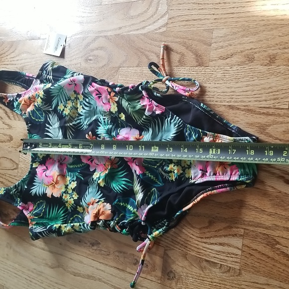 (S) George. Floral Lace Up Open Back Juniors One Piece Swimsuit Beach Vacation - Picture 4 of 10